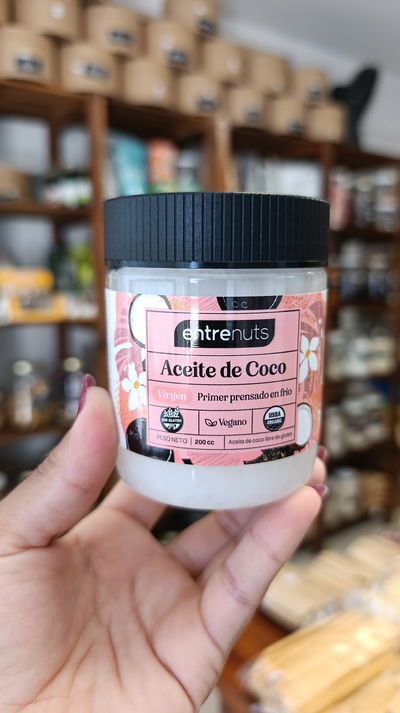 Aceite de coco virgen  "Entre nuts" x 200cc  Sin TACC
