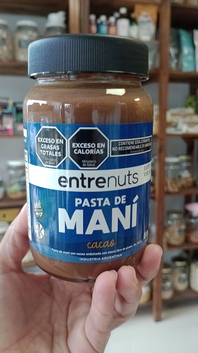 Pasta de maní cacao "Entre Nuts" Sin TACC