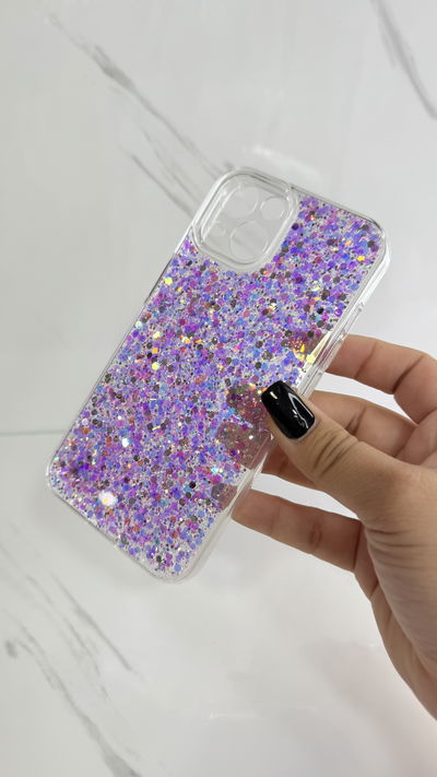 Funda Electro Glitter Morado iPhone 13 