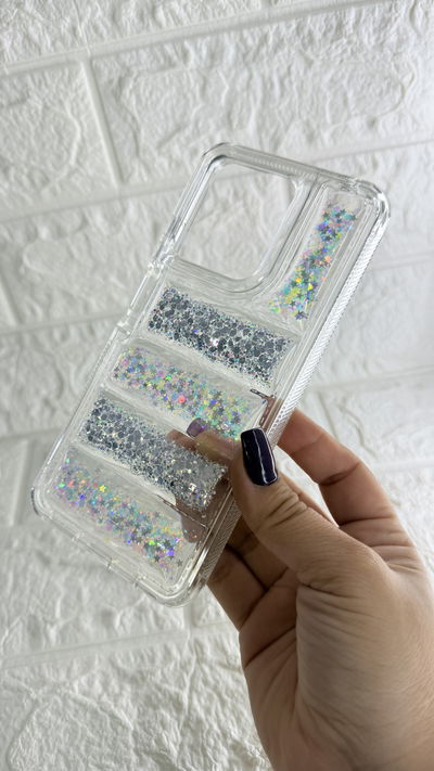Funda Puffer Glitter Blanco Motorola G05
