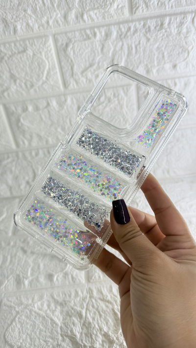 Funda Puffer Glitter Blanco Motorola E15