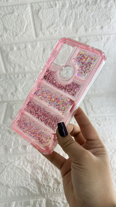 Funda Puffer Glitter Rosa Motorola G10/G20/G30