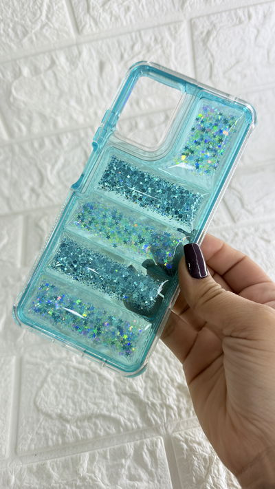 Funda Puffer Glitter Turquesa Motorola E14/G24 Power/G04s