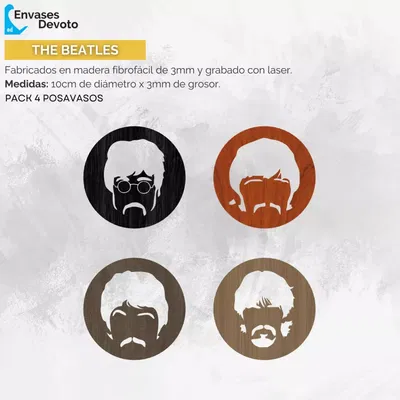 POSAVASO GRABADOS THE BEATLES PACK 4 UNIDADES