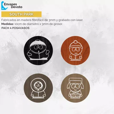POSAVASO GRABADOS SOUTH PARK PACK 4 UNIDADES