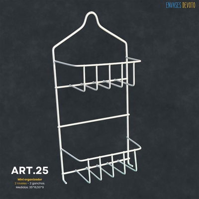MINI ORGANIZADOR 2 NIVELES + 2 GANCHOS 35X16X9