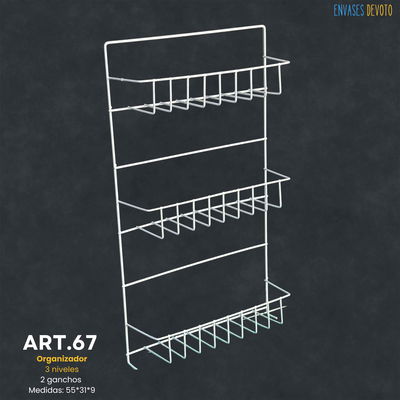 ORGANIZADOR 3 NIVELES + 2 GANCHOS 58X31X9