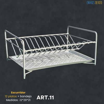 ESCURRIDOR 12 PLATOS + BANDEJA 12X29X21