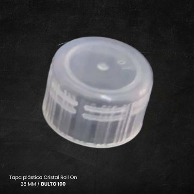 TAPA PLASTICA ROLL ON 28MM CRISTAL