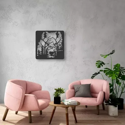 CUADRO INDIVIDUAL LOBO BOSQUE 42X42