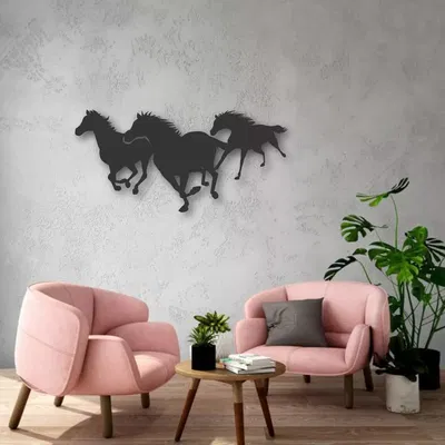 CUADRO INDIVIDUAL 3 CABALLOS 84X40