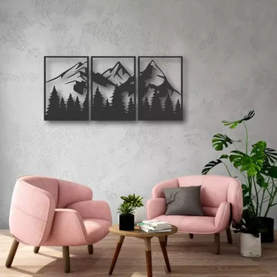 CUADRO TRIPTICO MONTAÑA 62X28