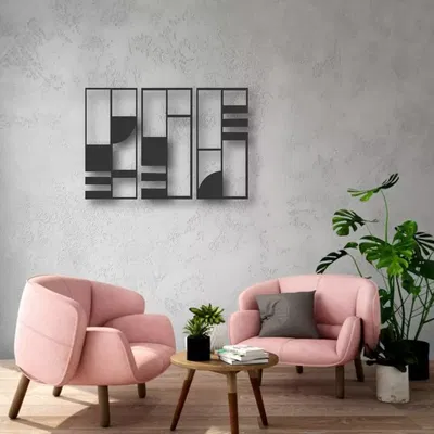 CUADRO TRIPTICO MONDRIAN 63X43CM