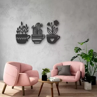 CUADRO TRIPTICO CACTUS 58X31CM