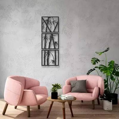 CUADRO TRIPTICO BAMBU 60X21CM