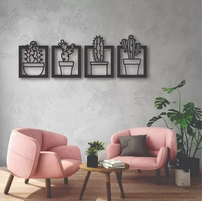 CUADRO CUADRIPTICO CACTUS 90X29