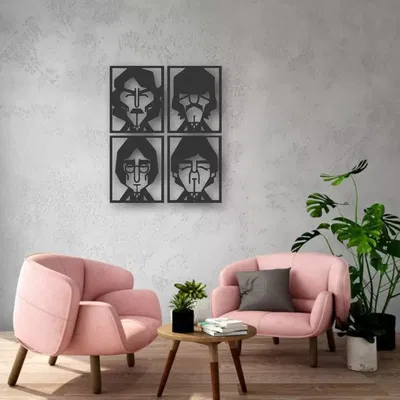 CUADRO CUADRIPTICO THE BEATLES 55X45CM