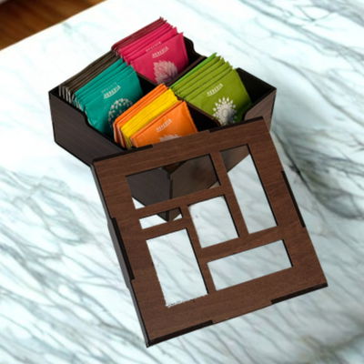 CAJA DE TE CUADRADA - 4 DIV - CUADROS