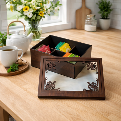 CAJA DE TE SOMBRERO - 6 DIV - VINTAGE