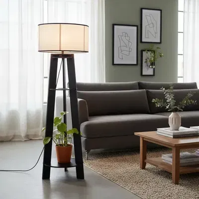 Lampara De Pie Tripode Moderno - Diseño Original Madera 5mm