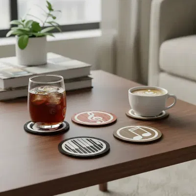 POSAVASO GRABADOS CUADRIPTICO MUSICA PACK 4 UNIDADES