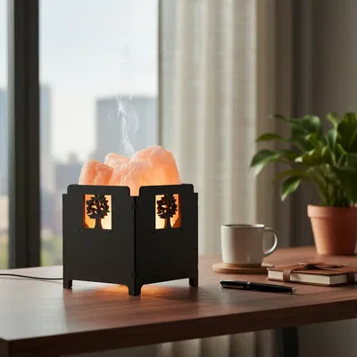 LAMPARA DE SAL LINEA CUBO - ARBOL