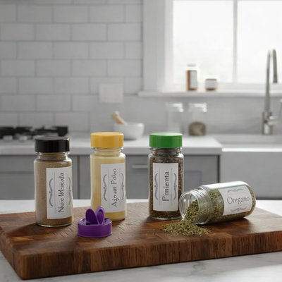 PACK 6 ESPECIEROS 100CC - TAPAS DE 6 COLORES 