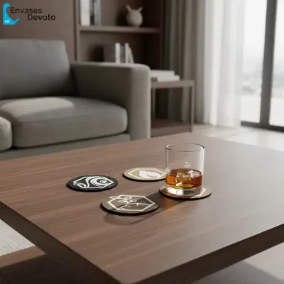 POSAVASO GRABADOS CUATRO ELEMENTOS HEXAGONAL PACK 4 UNIDADES