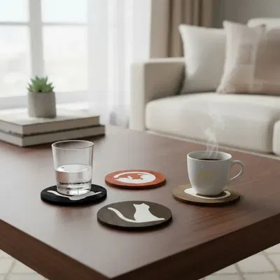 POSAVASO GRABADOS GATO LOVE PACK 4 UNIDADES