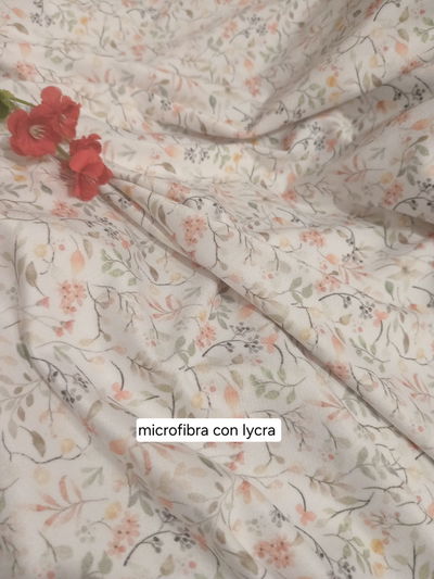 Microfibra con lycra florcitas beige