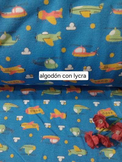 Algodón con lycra Avioncitos 
