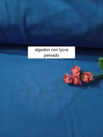 Algodón con lycra azul francia