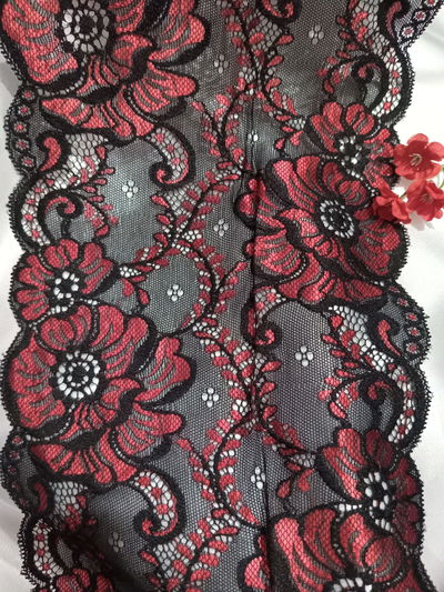 Puntilla ancha bicolor NEGRA CON ROJO