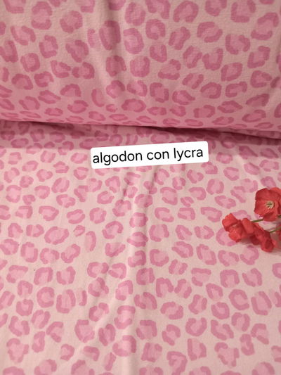 Algodón con lycra vaquita rosa