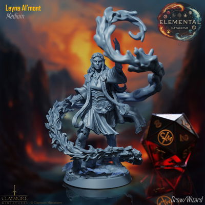 Leyna Al'mont, Mago Elemental - Elemental Cataclysm - Claymore Miniatures