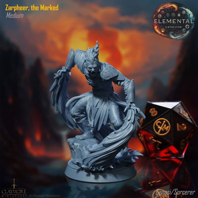 Zarpheer the Marked, Mago Elemental - Elemental Cataclysm - Claymore Miniatures