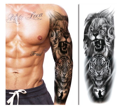 Tatuaje temporal manga 2 leones 