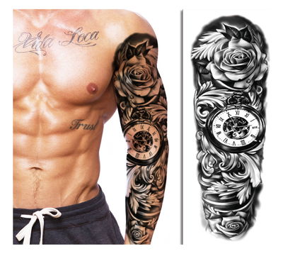 Tatuaje temporal manga Rosa reloj