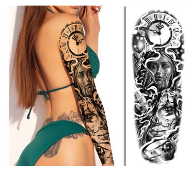 Tatuaje temporal manga Reloj mujer