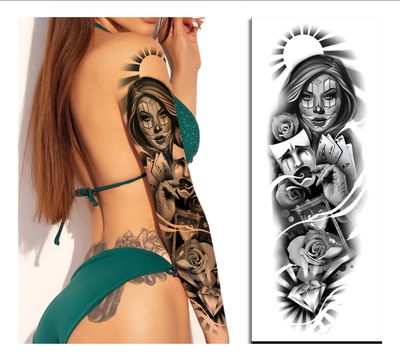 Tatuaje temporal manga Mujer cartas 