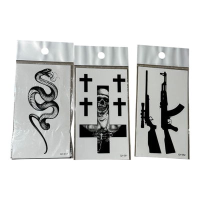 Pack x 3 planchas tatuajes tipo rock 