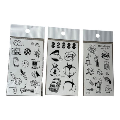 Pack x 3 planchas tatuajes tipo sex & drugs