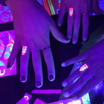 Pack 6 tatuajes temporales fluo luz negra  21x15 