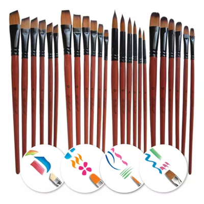 Set 24 Pinceles Artísticos Oleo Acrílico Kit Profesional