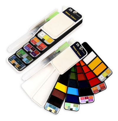 Juego De Acuarela De 25 Colores + Pincel Recargable + Paleta