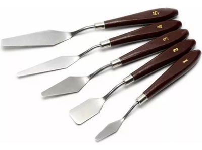 Set 5 Espatulas Metalicas Profesionales Oleo Y Acrilico