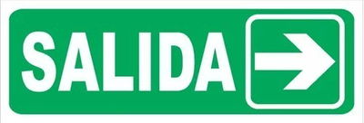 Cartel De Salida Con Flecha Derecha 10x31 Cm Pvc