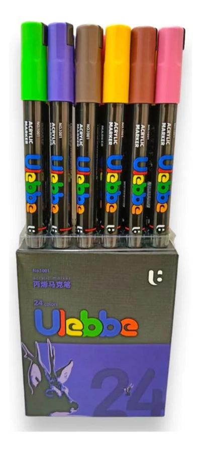 Set Marcador Acrilicos X24 Unidades Impermeables Tela,vidrio