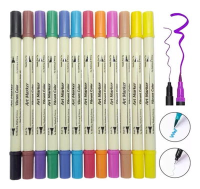 Marcadordual Doble Punta Pincel Brushpen Microfibra X12