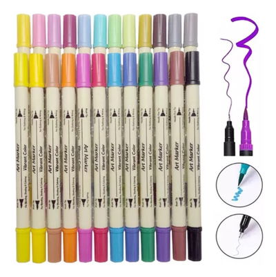 Marcadordual Doble Punta Pincel Brushpen Microfibra X24